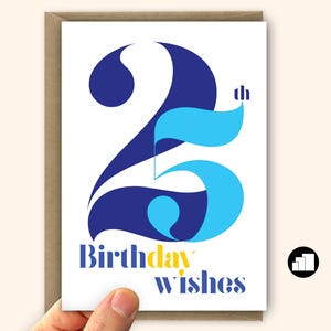 Cartão de desejos de 25º aniversário para ele, homem, homem, cartão de aniversário de 25 anos para filho, sobrinho, neto, marido, opções de cartão grande e mensagem