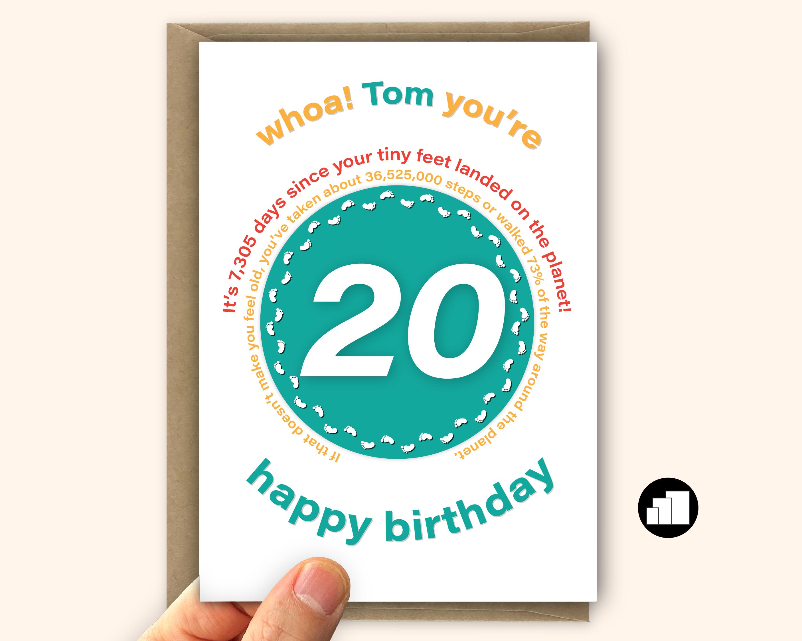 その他 Birthday Cards for 20 Years Personalised 20th Birthday Card | 20 Year Old Balloon Card