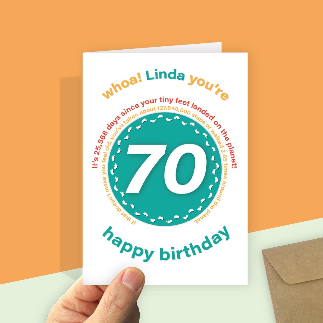 Personalised 70th Birthday Card Funny Statistics Large Dad Mum - Etsy