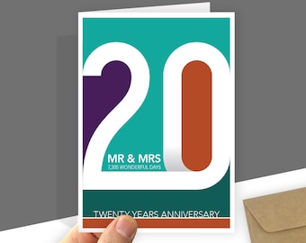 20 Jahre Jubiläum Karte, Smaragd Hochzeit Jahrestag Geschenk