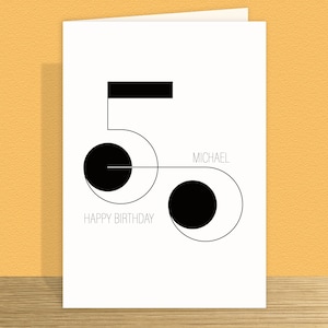 Minimalist 50th Birthday Card for him for her Unique personalised name large 50 birthday wishes card for wife husband dad mom mum