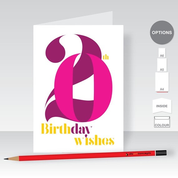 20th Birthday Wishes Card For Girl Or Woman 20 Happy Birthday Etsy