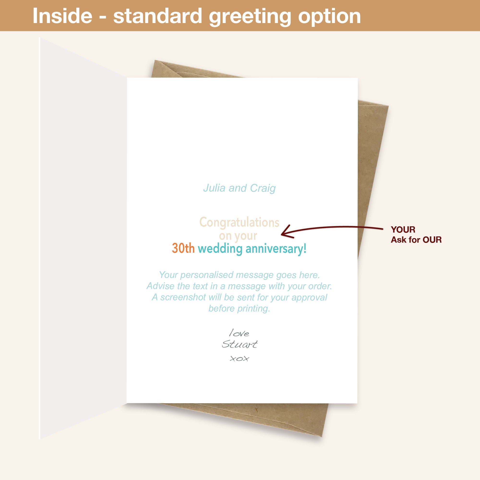30th Wedding Anniversary Card Pearl Husband Wife Retro 30 - Etsy