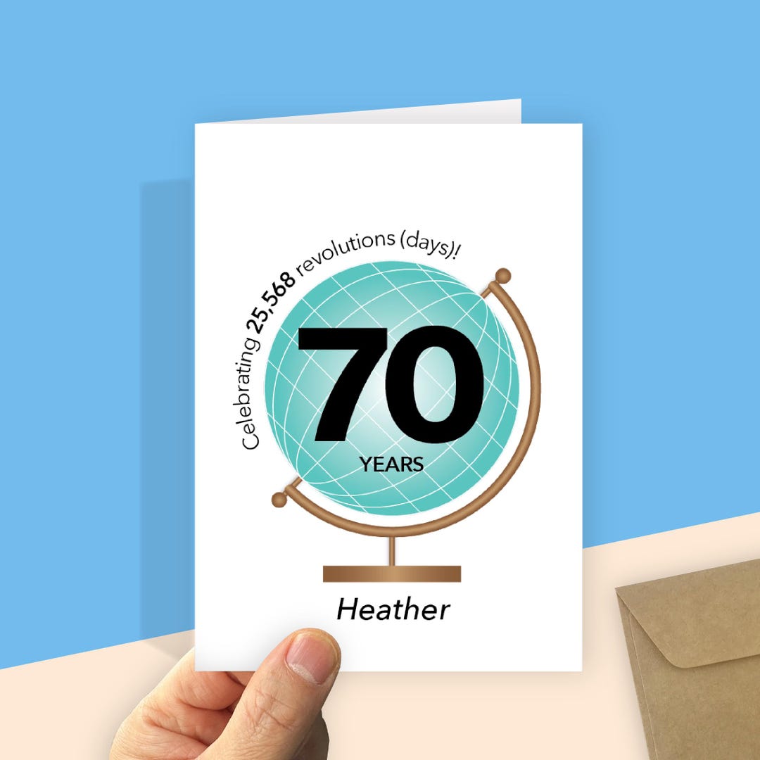 Fun 70th Birthday Card | Personalised | Unique Globe Theme - Etsy