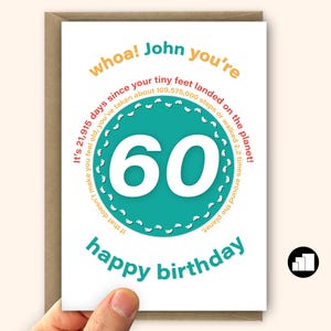 Tarjeta de cumpleaños número 60 divertida para él o ella Tarjeta personalizada de 60 deseos de cumpleaños para papá mamá abuela abuelo Opción de tarjeta grande