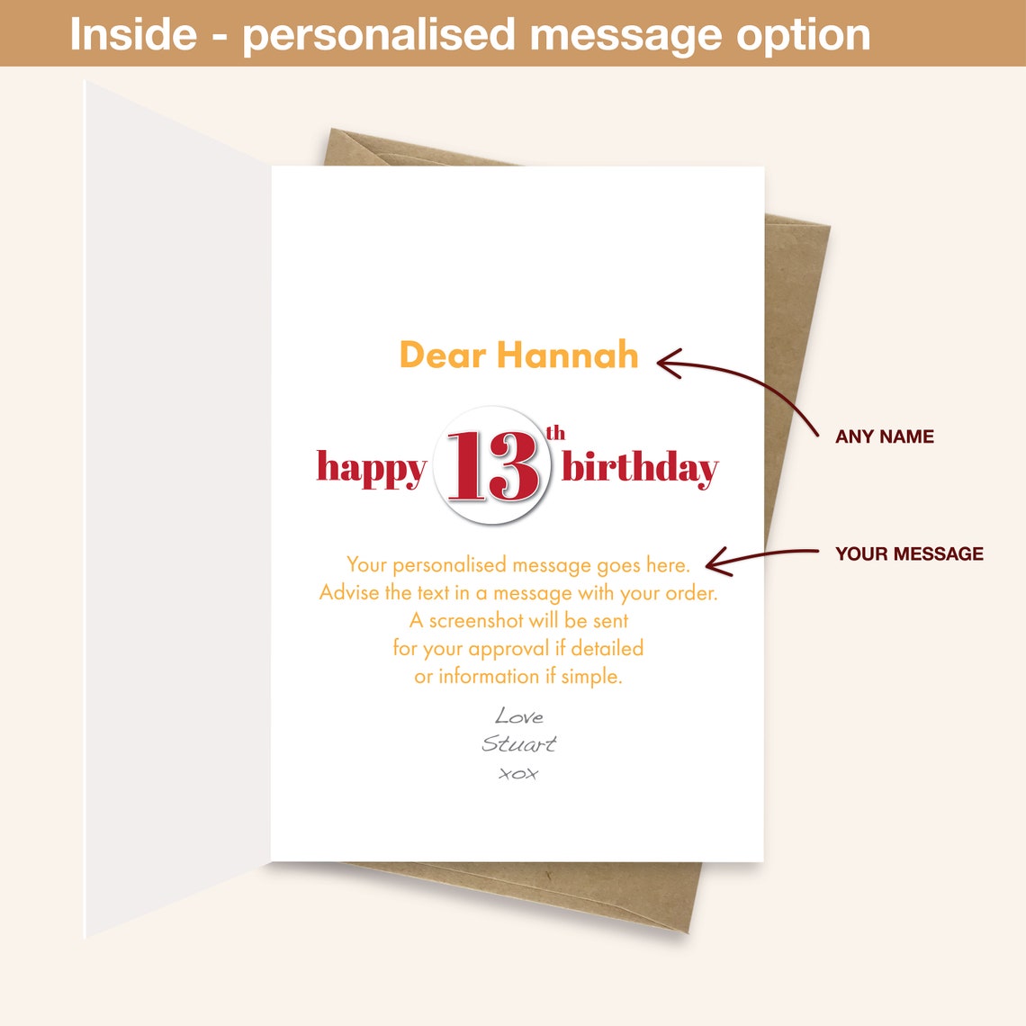 Personalised 13th Birthday Card for Boy for Girl Edit Name Let the ...