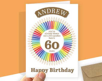 Funny 60th Birthday Card for him or her Personalised dad mum