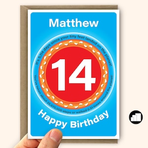 Personalised 14th Birthday Card for boy for girl Funny statistics Large 14 birthday card for son daughter
