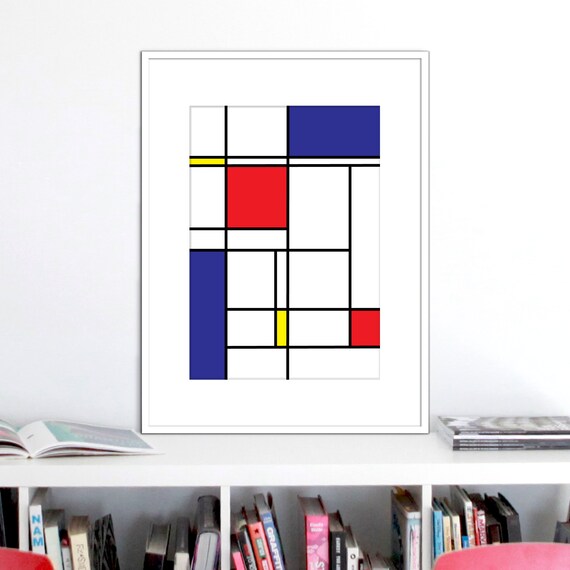 Printable modern art Mondrian Style Geometric wall art | Etsy