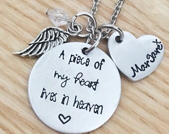 A piece of my heart lives in heaven necklace deals