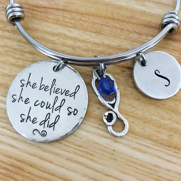 Nursing Student Gift, Personalized Nurse Gift, Pinning Ceremony, She believed she could so she did bracelet, Doctor Bracelet, Pediatrician