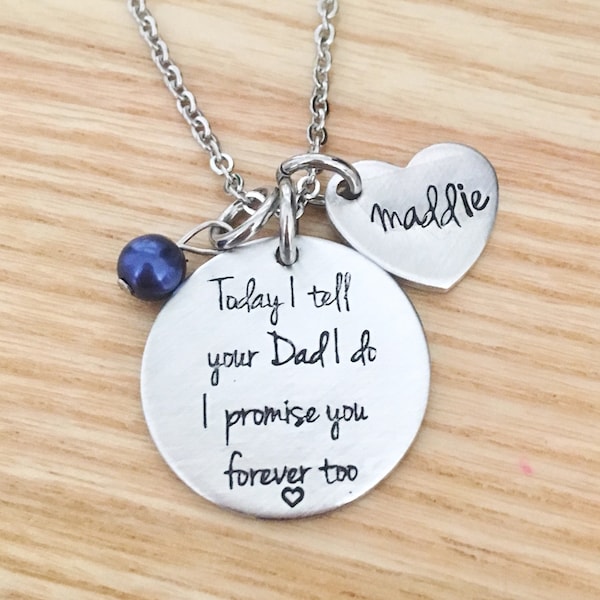 stepdaughter necklace, stepdaughter wedding gift, gift from stepdad, bridal gift for daughter, stepdaughter gift, hand stamped necklace