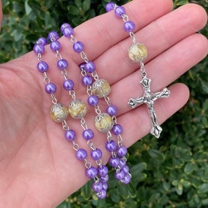 Rosary Beads, Rosary Beads with Funeral Flowers, Rosary Beads with Dried Flowers, Memorial Keepsake Rosary, Chaplet Keepsake, Catholic Gift