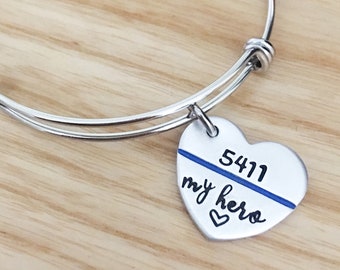 Thin blue line Police Badge Jewelry. Police Officer Wife Gift. Gift for Police Girlfriend. Police Mom Gift. Deputy Wife Gift. LEO Wife