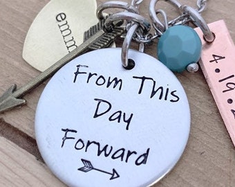 From this day forward - Sobriety Necklace - Sobriety Jewelry - Hand stamped Jewelry - Sober Anniversary -  Sobriety Gift for women - Custom
