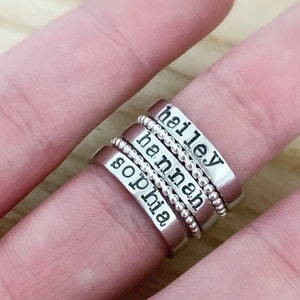 Stacking name rings - Mothers Day Gift for mom - personalized stack rings - sterling silver bead ring - mothers name rings - stacked rings
