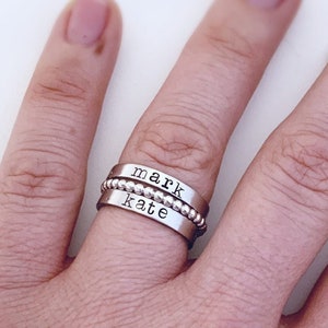 Stacking name rings - Mothers Day Gift for mom - personalized stack rings - sterling silver bead ring - mothers name rings - stacked rings