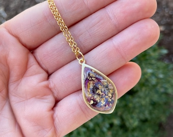 Memorial necklace dried flowers, funeral flowers jewelry, funeral flower beads, Remembrance gift, Memorial funeral gift, Funeral Flower gift