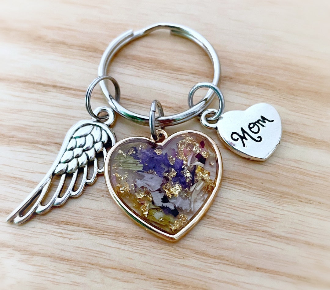 Funeral Flower Keychain With Your Dried Petals, Custom Made Heart