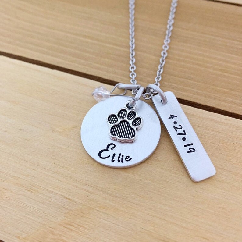 Dog Necklace Personalized Dog Paw Necklace Rescue Dog Etsy