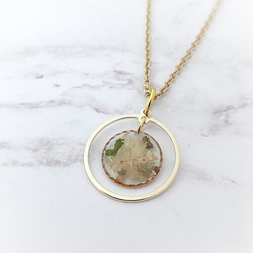 Dried Flower Memorial Pendant Funeral Flower Necklace Etsy