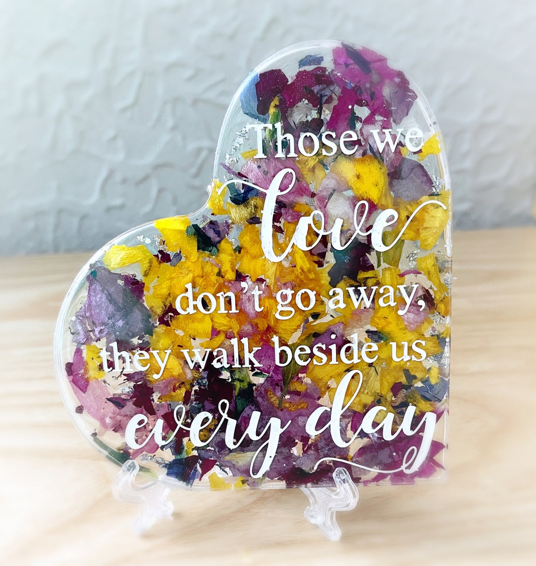 Heart Plaque With Your Funeral Flowers, Dried Flower Petals Keepsake