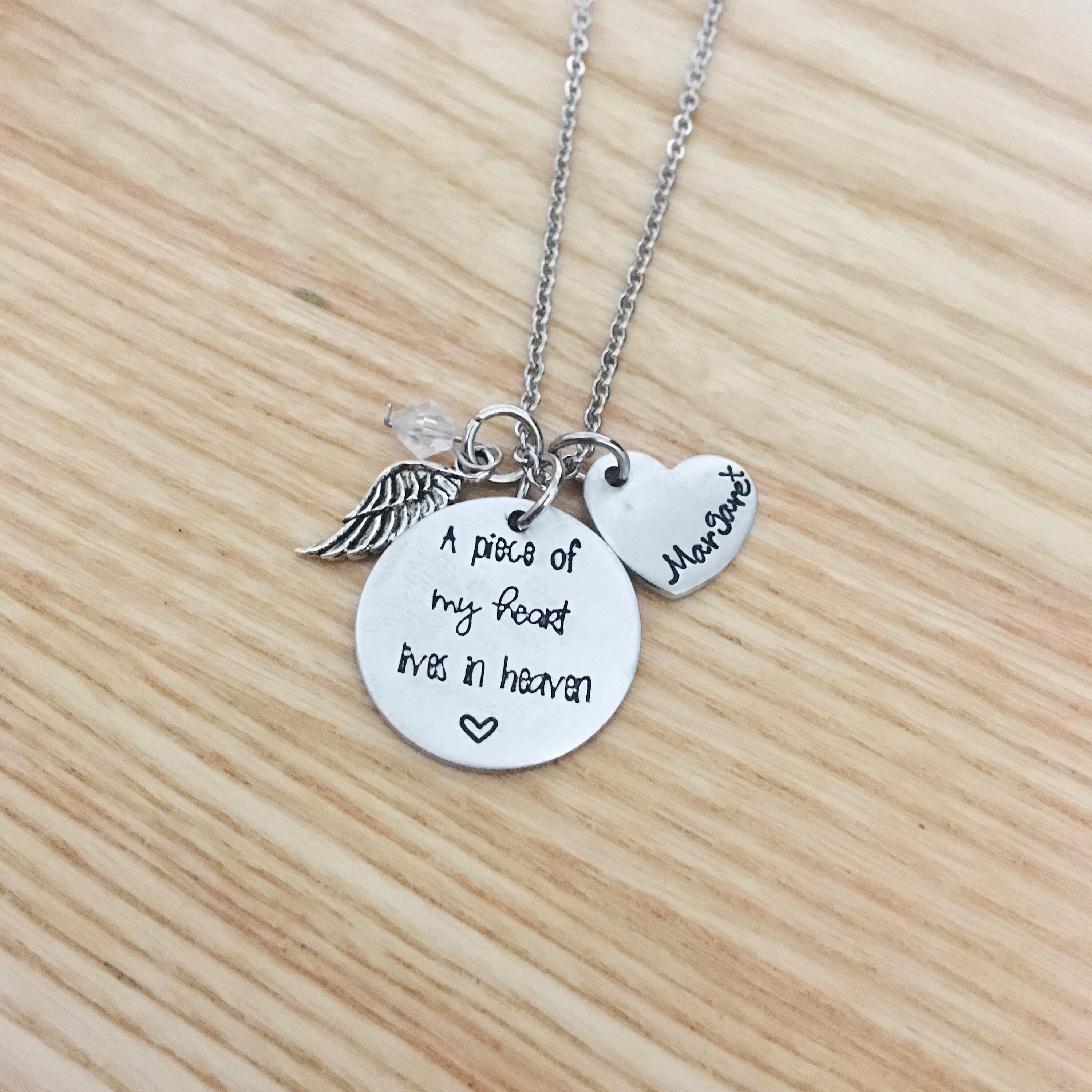 Memorial Necklace a Piece of My Heart Lives in Heaven Hand Stamped Sympathy Necklace Memorial Jewelry Funeral Gift grief Gift Etsy