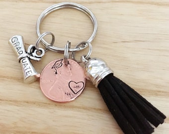 Penny Keychain -  Graduation Gift for Boys - Graduation Gift - CLASS of - Graduation gift for Girls - Stamped Penny - Personalized Grad Gift