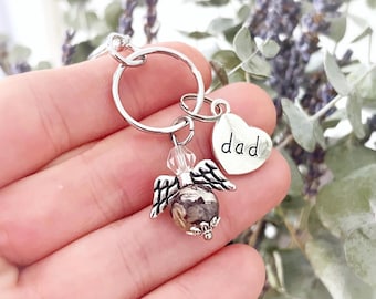 Dried flower petals keepsake, memorial flower bag charm, dried funeral flower angel charm, Angel bead charm with dried flowers, funeral gift