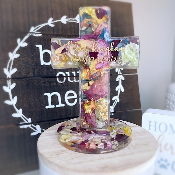 Funeral flowers memorial cross, cross with dried flowers, dried flowers preservation, casket spray flowers, funeral keepsake dried petals