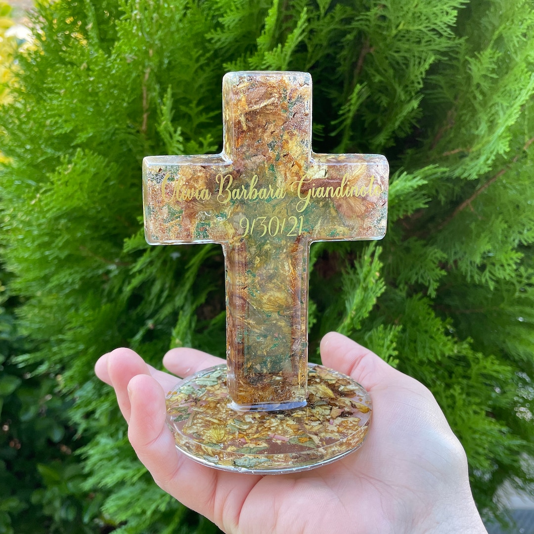 Funeral Flower Keepsake, Sympathy Gift, Wedding Flower Cross, Flower