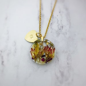 Funeral Flower Memorial Necklace, Dried Flower Petal Pendant ...