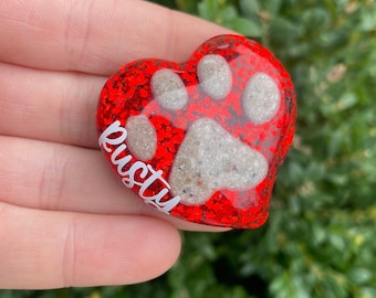 Pet Paw Print With Ashes, Cremation Ashes Keepsake, Dog Memorial