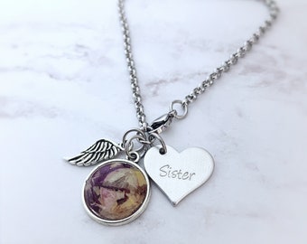 Funeral Flower Memorial bracelet, Dried Flower Petal Pendant, Personalized Flower bracelet, Memorial bracelet, Wedding Bouquet, Funeral Gift