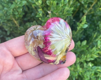 Pocket Heart Funeral flower keepsake, paperweight heart, Sympathy Gifts, Heart Dried flower petals, Sympathy Gift, Real Keepsake Flowers