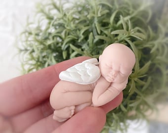 Angel baby figurine, angel baby infant loss gift, sleeping baby memorial figurine, pregnancy and infant loss remembrance gift, Clay baby