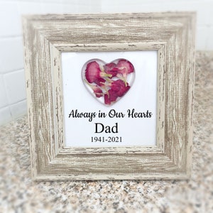 Memorial frame with your dried flower petals, flower heart Shadowbox, funeral casket spray Keepsake, Memory Gift, Funeral Flower keepsake