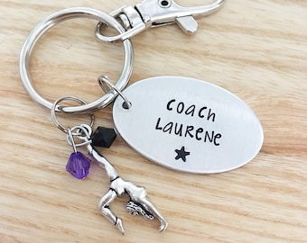 Gymnastics gifts, gymnastic coach gift, personalized gymnast keychain, gymnastics keychain, gymnast jewelry, Christmas Gift for Coach