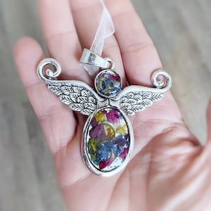 Angel ornament with flowers, Funeral flowers gift, Memorial keepsake gift, funeral flowers Ornament, Wedding Keepsake, Keepsake Ornament