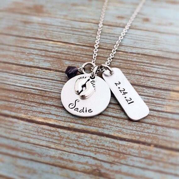 New Mom Necklace Push Present Hand 