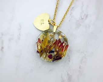 Funeral Flower Memorial necklace, Dried Flower Petal Pendant, Personalized Flower Necklace, Memorial Necklace, Wedding Bouquet, Funeral Gift