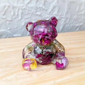 Custom made teddy bear Made with Your Dried Flowers, teddy bear keepsake, bear figurine for memorial keepsake, funeral flower keepsake