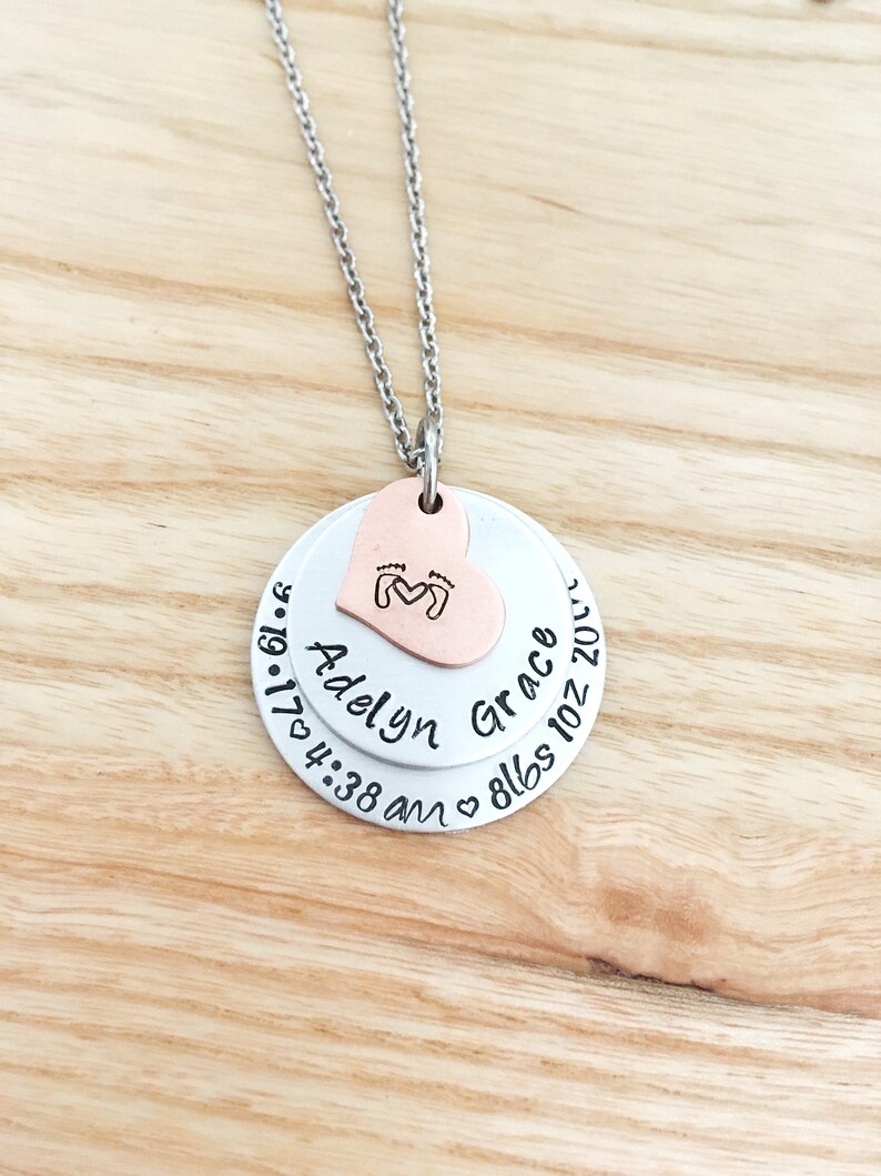 Baby Stats Necklace New Mom Necklace New Baby Jewelry Push Etsy