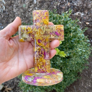 Funeral flower keepsake, Sympathy gift, Wedding flower cross, Flower cross, Wedding Keepsake Flowers,  Dried flower cross, religious gift