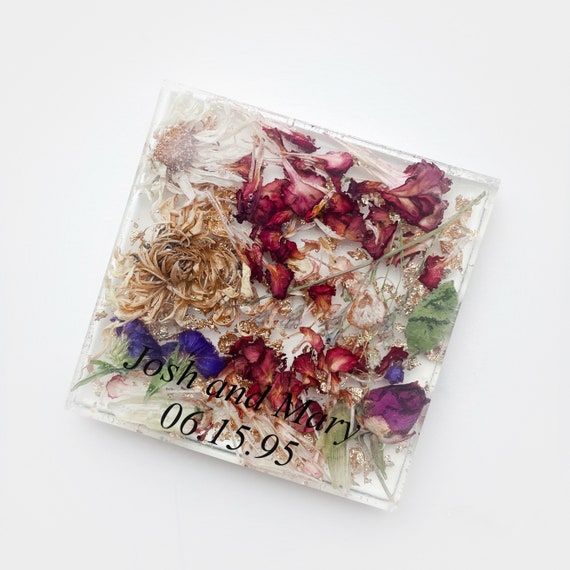 Resin Coaster Made Using Dried Flower Petals, Wedding Flowers, Memorial  Service Flowers. Funeral Flowers, Special Occasion Flowers. 