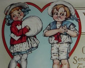 Little Boy Wants Cute Girl for His Valentine Antique Whitney Made Postcard