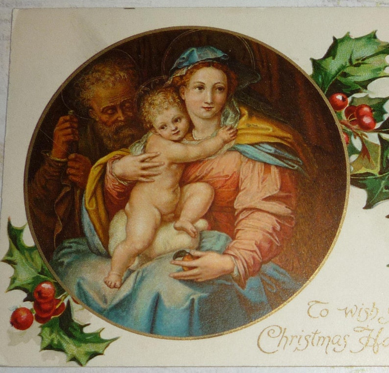 Madonna and Child Antique Christmas Postcard image 0