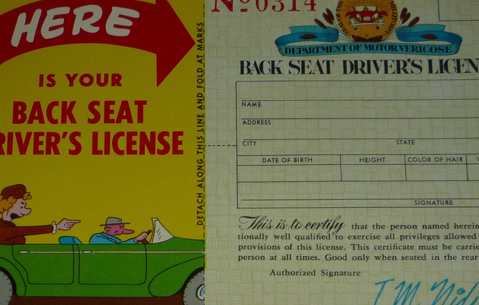 RESERVED for Julie Back Seat Driver's License Vintage Etsy
