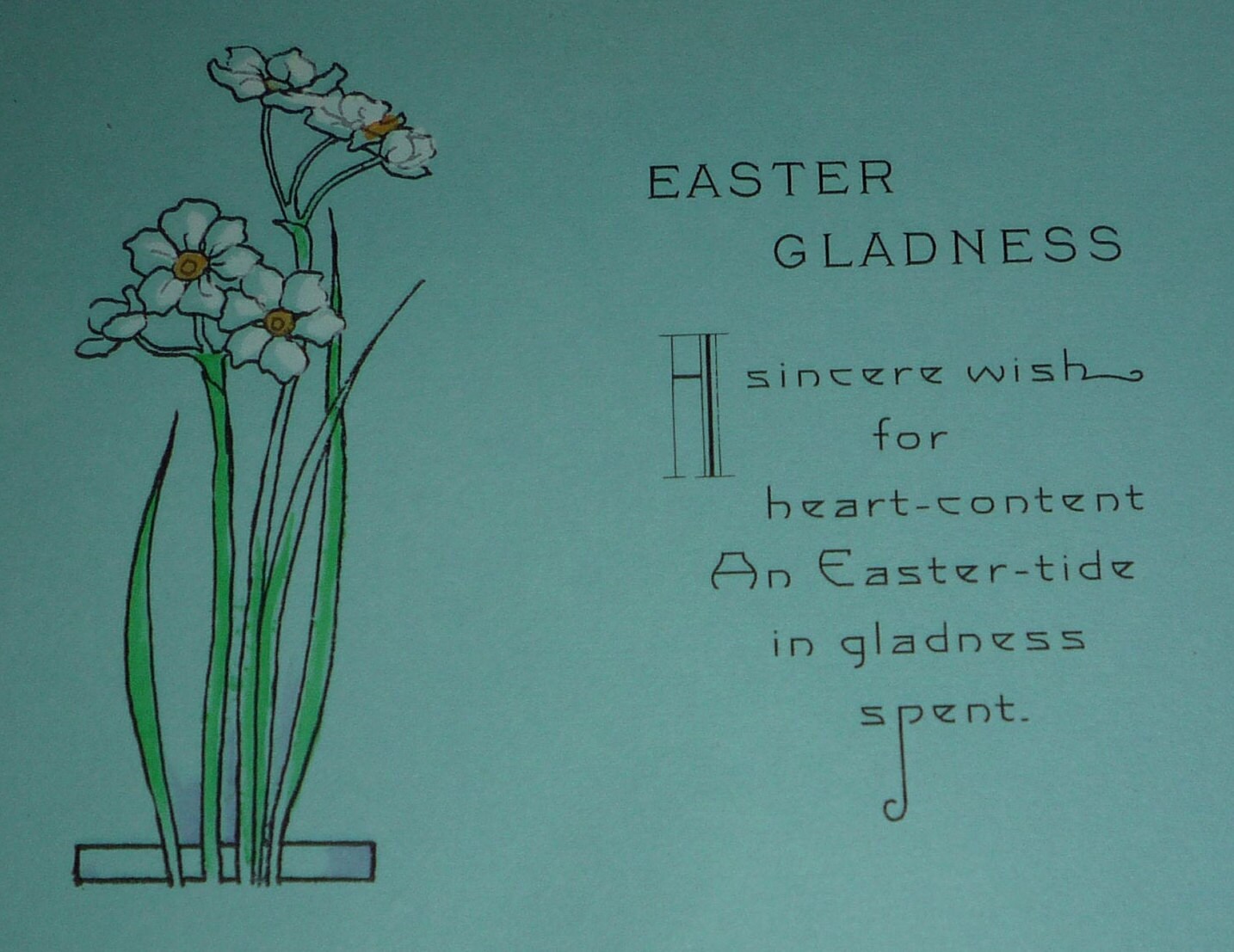 Vintage Art Deco Easter Greeting Card With Narcissus Etsy