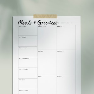 Weekly Meal Planner and Grocery List Printable // 8.5x11 // Digital Download image 1